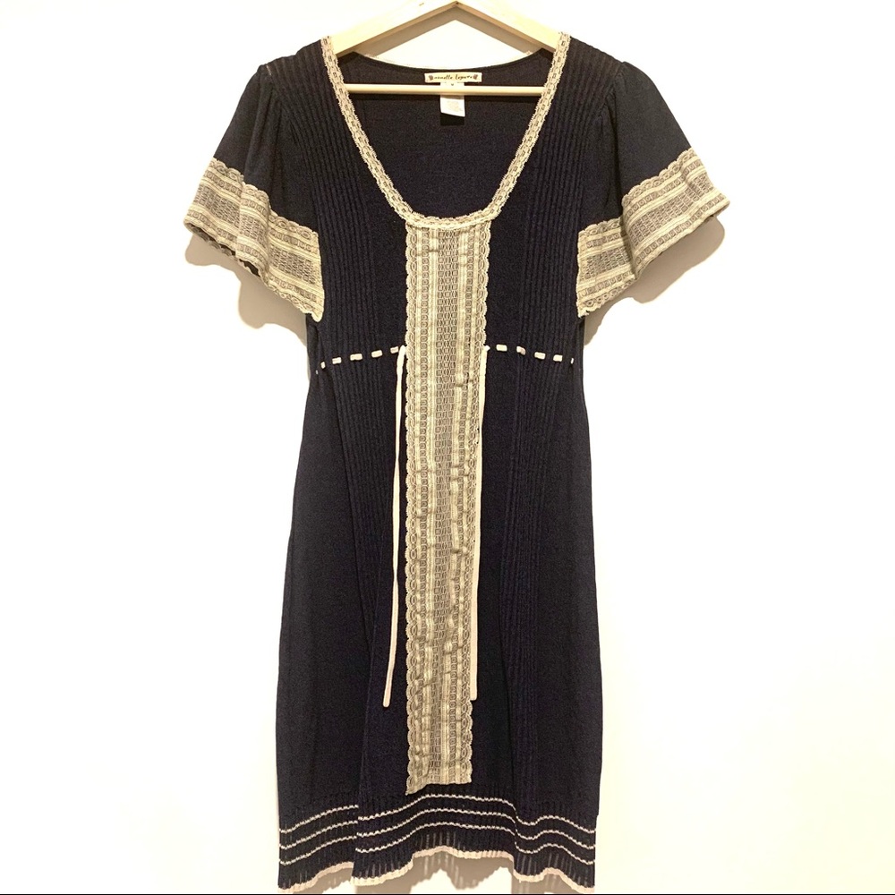 Nanette Lepore Knit Dress Size M Blue Creme EUC